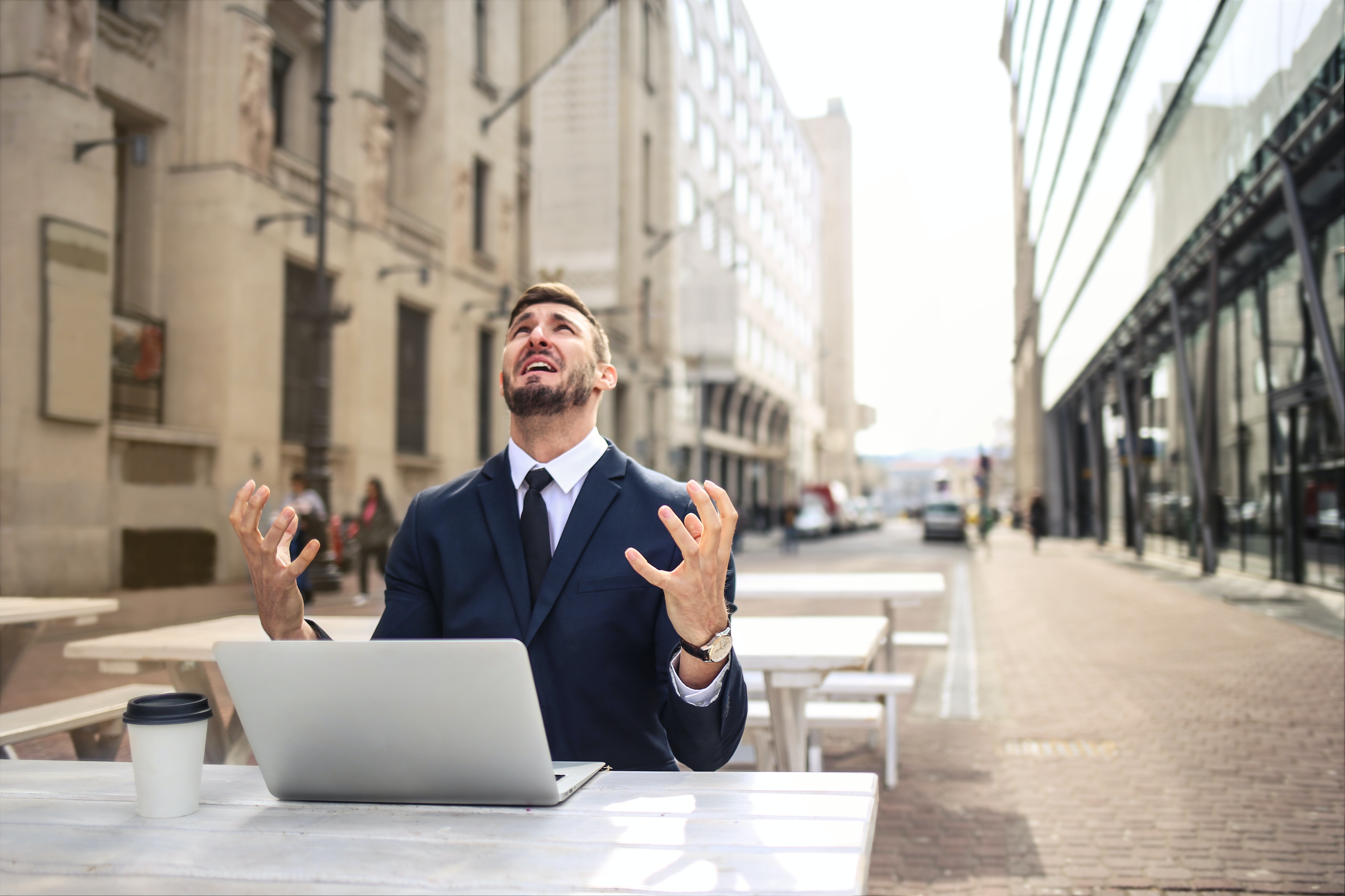 Man having a nervous breakdown